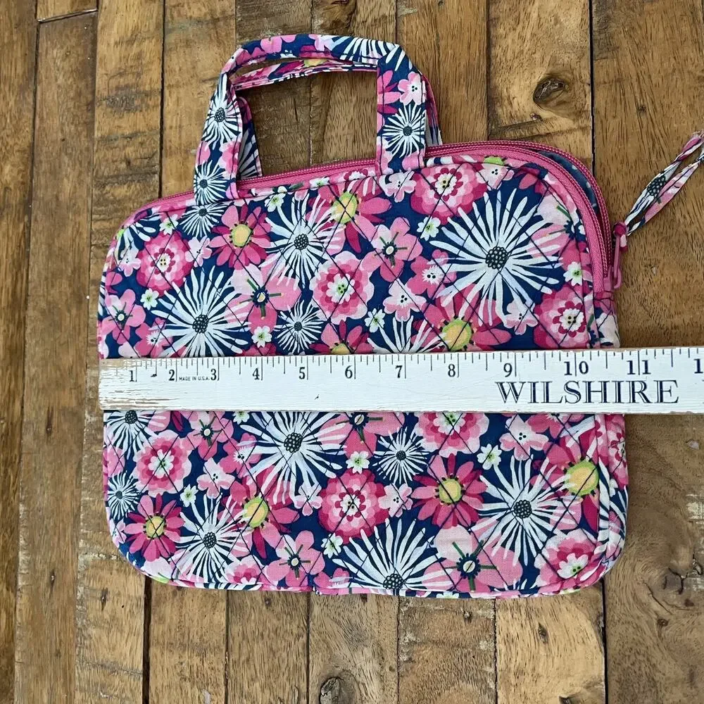 Cotton Quilted Laptop Ipad Case with handles Floral Design